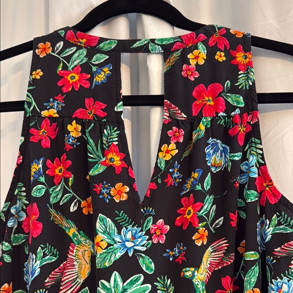 Old Navy Tropical Bird Floral Shift Dress V-Neck Sleeveless Womens Medium - Picture 4 of 6